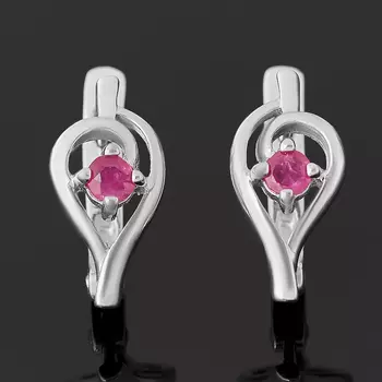 Серьги рубин (серебро 925 пр. родир. бел.) огранка