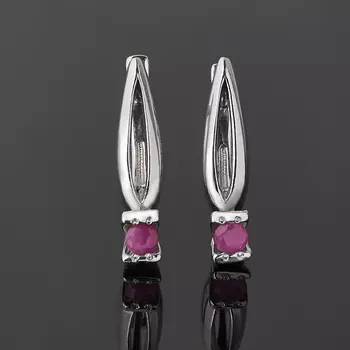 Серьги рубин (серебро 925 пр. родир. бел.) огранка