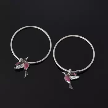 Серьги рубин (серебро 925 пр. родир. бел.) огранка