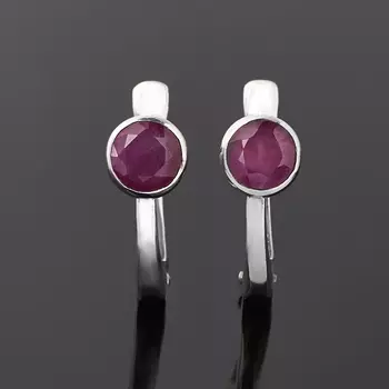 Серьги рубин (серебро 925 пр. родир. бел.) огранка