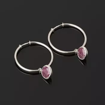 Серьги рубин (серебро 925 пр. родир. бел.) огранка