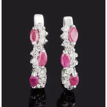 Серьги рубин (серебро 925 пр. родир. бел.) огранка