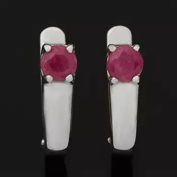 Серьги рубин (серебро 925 пр. родир. бел.) огранка