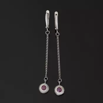 Серьги рубин (серебро 925 пр. родир. бел.) огранка