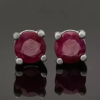 Серьги рубин (серебро 925 пр. родир. бел.) пуссеты огранка