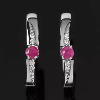 Серьги рубин (серебро 925 пр. родир. бел.) огранка