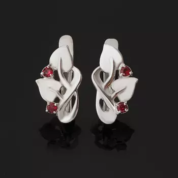 Серьги рубин (серебро 925 пр. родир. бел.) огранка