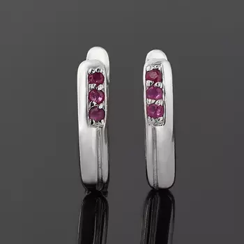 Серьги рубин (серебро 925 пр. родир. бел.) огранка
