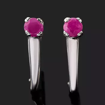 Серьги рубин (серебро 925 пр. родир. бел.) огранка