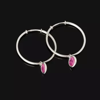 Серьги рубин (серебро 925 пр. родир. бел.) огранка