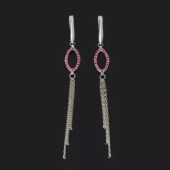 Серьги рубин (серебро 925 пр. родир. бел.) огранка