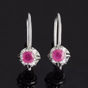 Серьги рубин (серебро 925 пр. родир. бел.) огранка