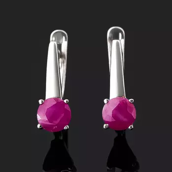 Серьги рубин (серебро 925 пр. родир. бел.) огранка