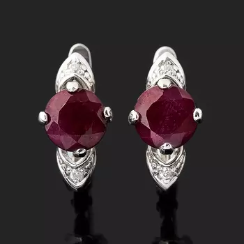 Серьги рубин (серебро 925 пр. родир. бел.) огранка