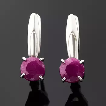 Серьги рубин (серебро 925 пр. родир. бел.) огранка