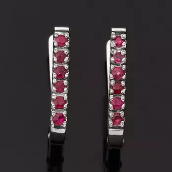 Серьги рубин (серебро 925 пр. родир. бел.) огранка