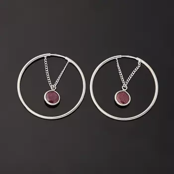 Серьги рубин (серебро 925 пр. родир. бел.) огранка