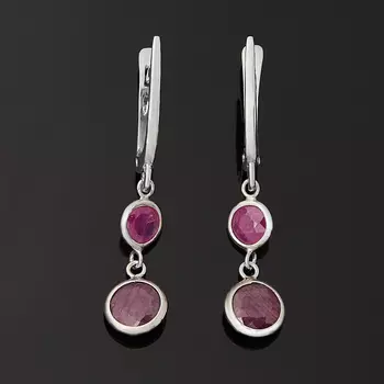 Серьги рубин (серебро 925 пр. родир. бел.) огранка