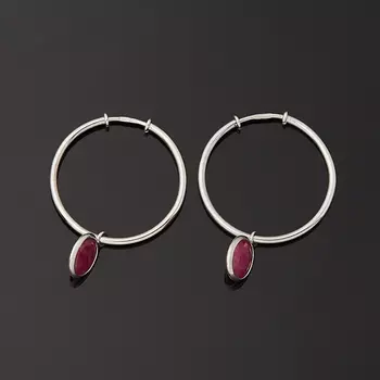 Серьги рубин (серебро 925 пр. родир. бел.) огранка