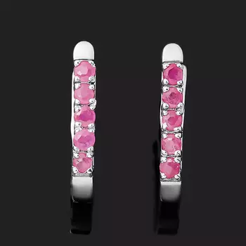 Серьги рубин (серебро 925 пр. родир. бел.) огранка