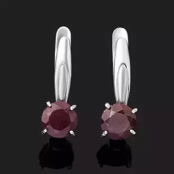 Серьги рубин (серебро 925 пр. родир. бел.) огранка