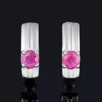 Серьги рубин (серебро 925 пр. родир. бел.) огранка