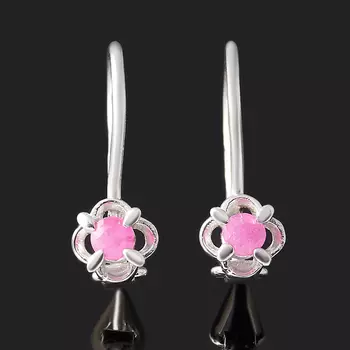 Серьги рубин (серебро 925 пр. родир. бел.) огранка