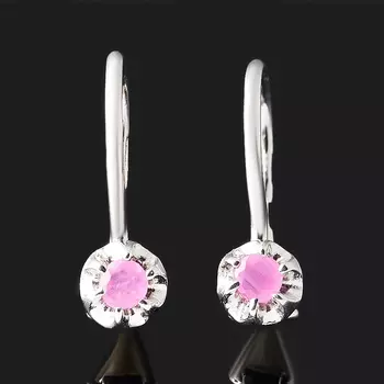 Серьги рубин (серебро 925 пр. родир. бел.) огранка