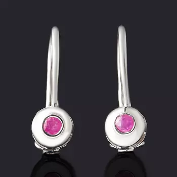 Серьги рубин (серебро 925 пр. родир. бел.) огранка