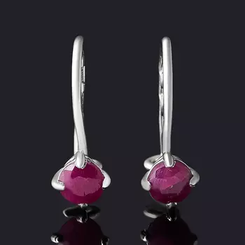 Серьги рубин (серебро 925 пр. родир. бел.) огранка