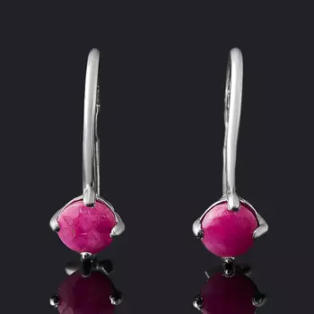 Серьги рубин (серебро 925 пр. родир. бел.) огранка