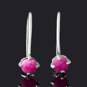 Серьги рубин (серебро 925 пр. родир. бел.) огранка