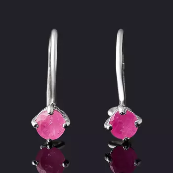 Серьги рубин (серебро 925 пр. родир. бел.) огранка