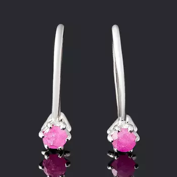 Серьги рубин (серебро 925 пр. родир. бел.) огранка