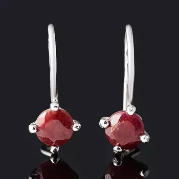 Серьги рубин (серебро 925 пр. родир. бел.) огранка