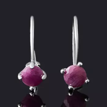 Серьги рубин (серебро 925 пр. родир. бел.) огранка