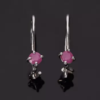 Серьги рубин (серебро 925 пр. родир. бел.) огранка