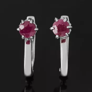 Серьги рубин (серебро 925 пр. родир. бел.) огранка