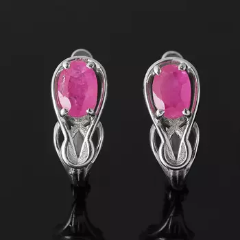 Серьги рубин (серебро 925 пр. родир. бел.) огранка