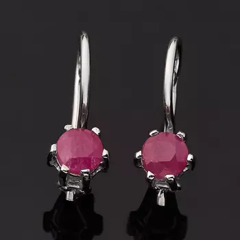 Серьги рубин (серебро 925 пр. родир. бел.) огранка
