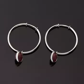 Серьги рубин (серебро 925 пр. родир. бел.) огранка