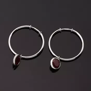 Серьги рубин (серебро 925 пр. родир. бел.) огранка