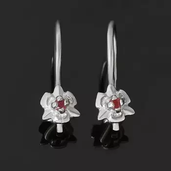 Серьги рубин (серебро 925 пр. родир. бел.) огранка