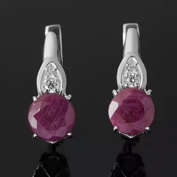 Серьги рубин (серебро 925 пр. родир. бел.) огранка