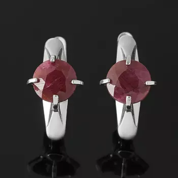 Серьги рубин (серебро 925 пр. родир. бел.) огранка