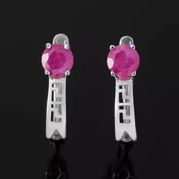 Серьги рубин (серебро 925 пр. родир. бел.) огранка