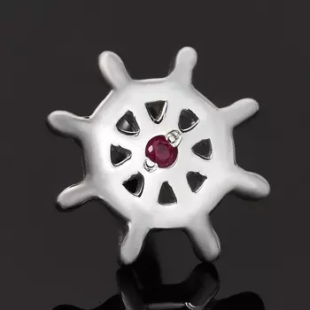 Серьги рубин (серебро 925 пр. родир. бел.) пуссеты огранка (1 шт)