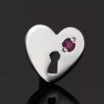 Серьги рубин (серебро 925 пр. родир. бел.) пуссеты огранка (1 шт)