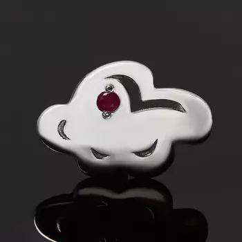 Серьги рубин (серебро 925 пр. родир. бел.) пуссеты огранка (1 шт)