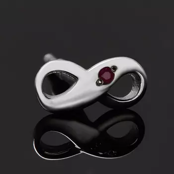 Серьги рубин (серебро 925 пр. родир. бел.) пуссеты огранка (1 шт)